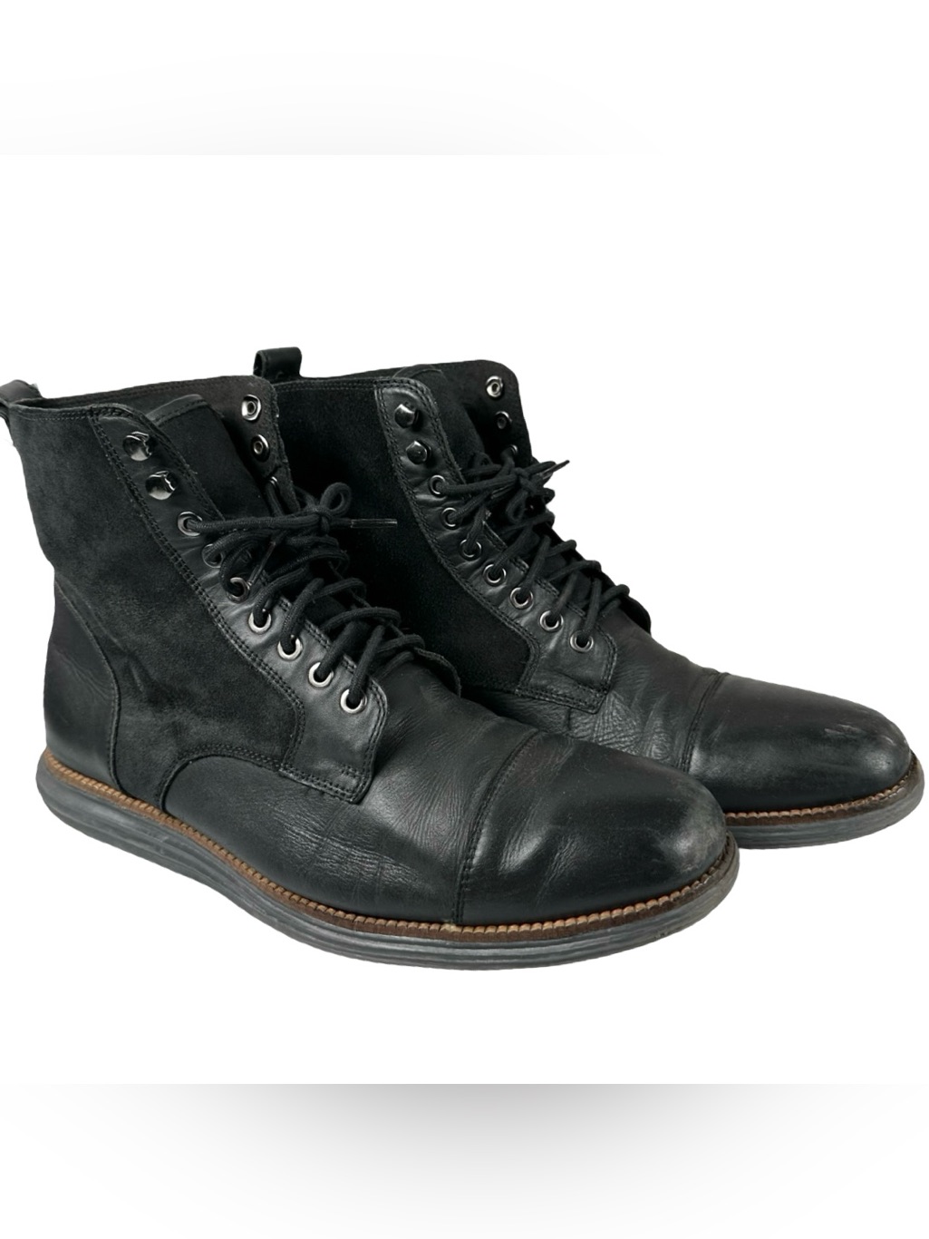 Cole Haan Grand.Os Black Suede Leather Lace Up Sneaker Boots Men’s Size 12m